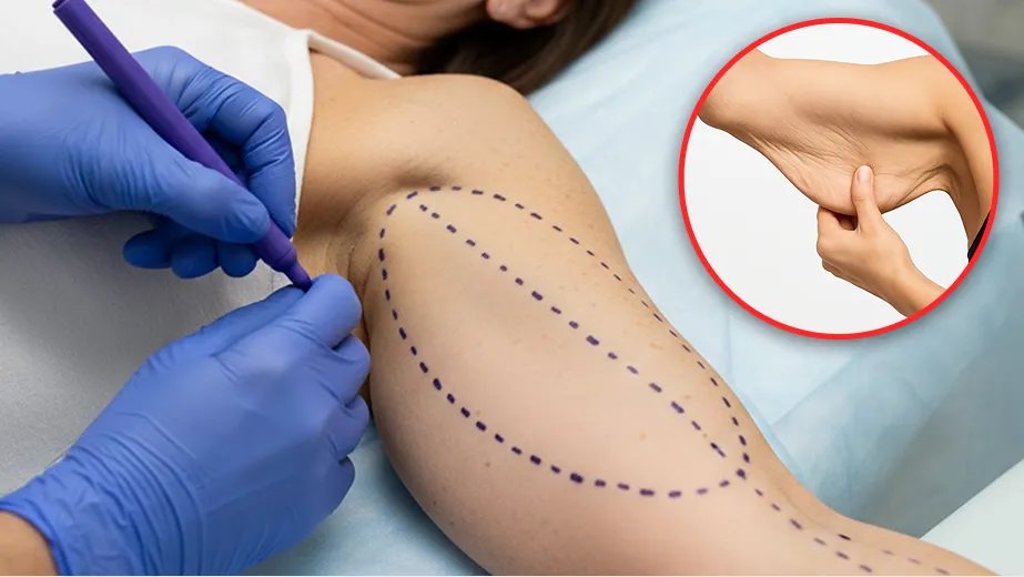 A clinician marking a treatment area on a patient's skin before a procedure
