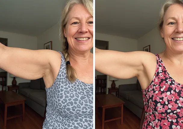 Side-by-side comparison photographs taken eight weeks apart